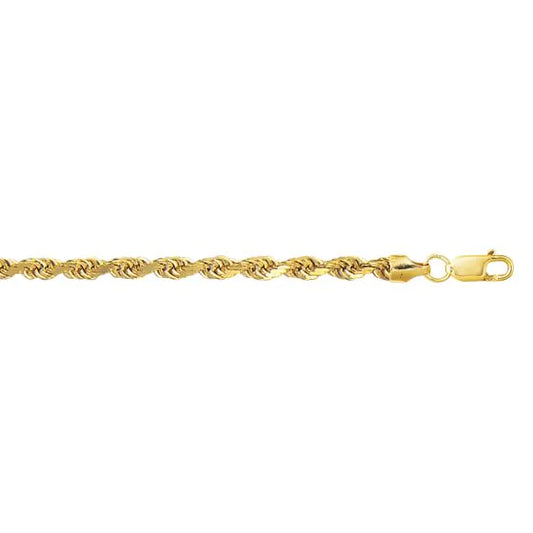 Yellow Gold Diamond Cut/ Textured Diamond Cut Lite Rope Bracelet